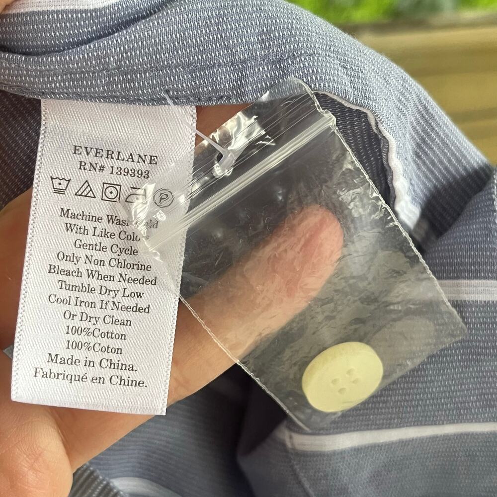 Everlane Women's Cotton Weave Picnic Dress Blue Pinstripe Size 00 - Picture 10 of 10